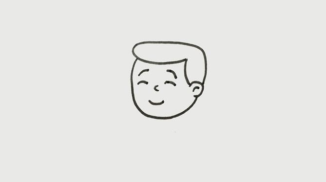 先畫(huà)出爸爸的頭部輪廓，里面畫(huà)上彎彎的眉毛、眼睛、鼻子和嘴巴.jpg