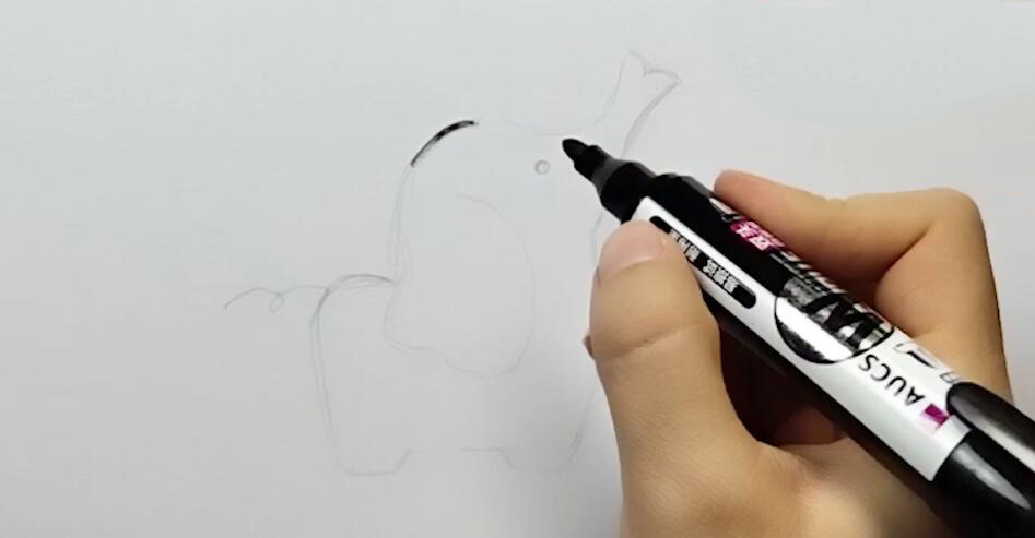 一、先用鉛筆描出大象的形象.jpg