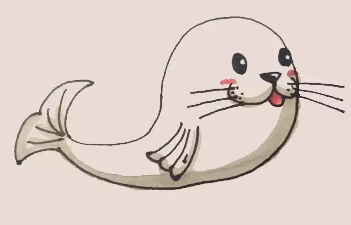第七步：最后給畫(huà)好的海豹涂上漂亮的顏色就好了。.png