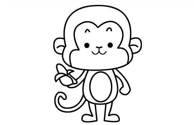 拿著香蕉的小猴子簡(jiǎn)筆畫怎么畫，拿著香蕉的小猴子簡(jiǎn)筆畫步驟教程.jpg