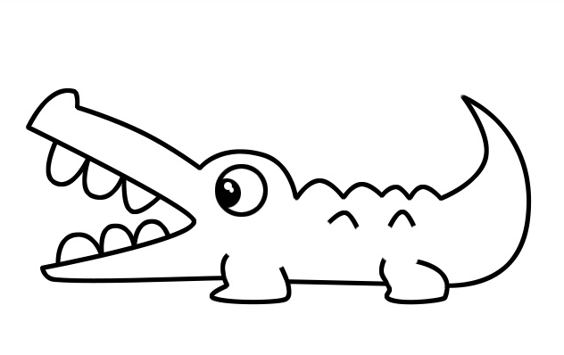 張大嘴巴的鱷魚(yú)簡(jiǎn)筆畫(huà)怎么畫(huà)？鱷魚(yú)簡(jiǎn)筆畫(huà)步驟教程.png