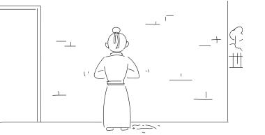 張三背對(duì)鏡頭，在墻上貼條.jpg