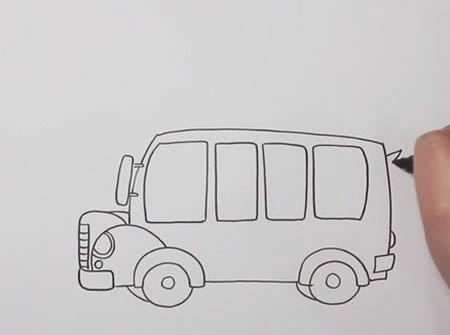 校車(chē)怎么畫(huà)簡(jiǎn)筆畫(huà)步驟圖解