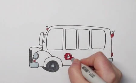 校車(chē)怎么畫(huà)簡(jiǎn)筆畫(huà)步驟圖解