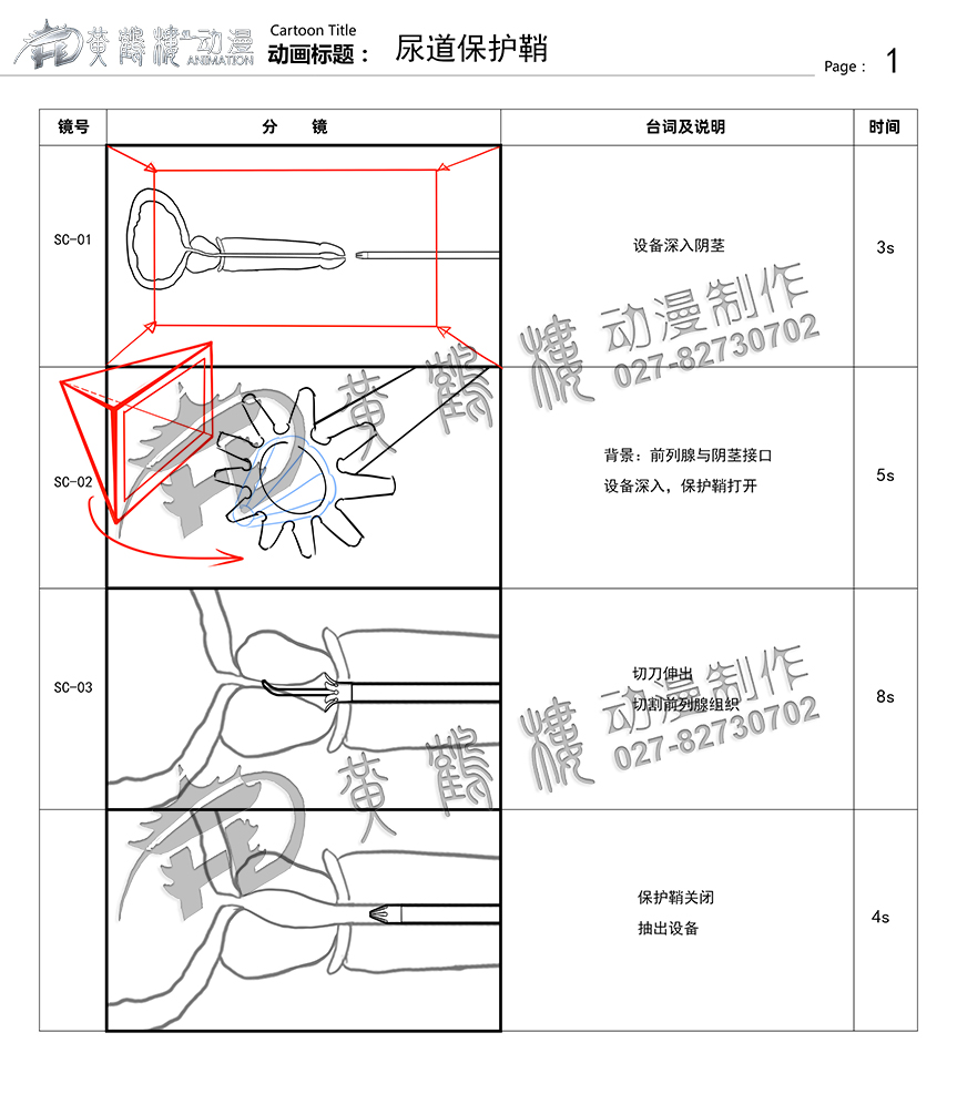 尿道保護(hù)鞘分鏡頭設(shè)計(jì)